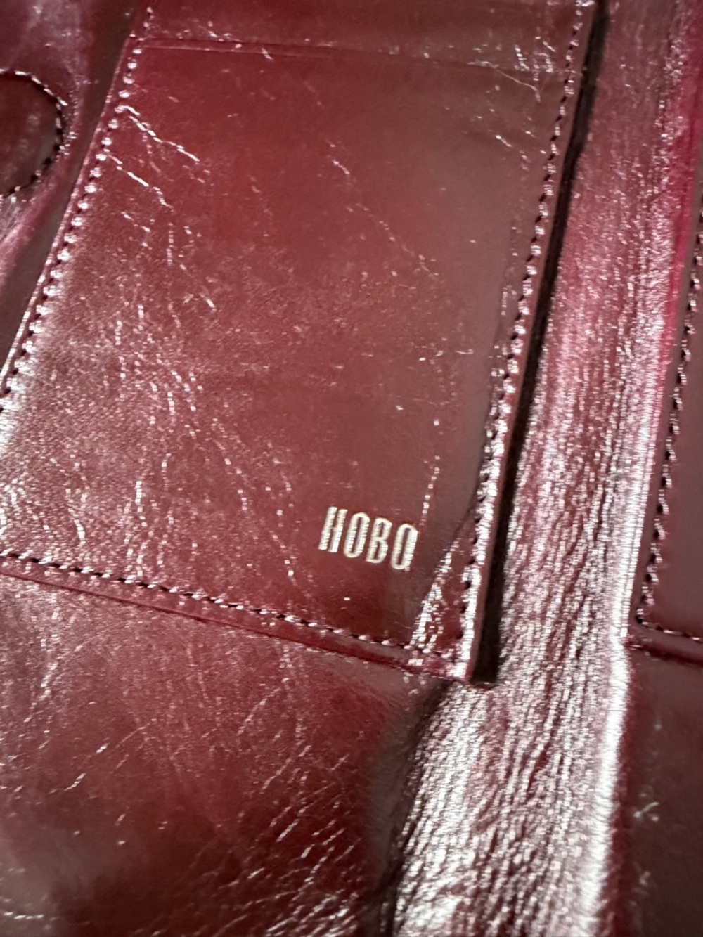 HOBO Leather Kiss-Lock Clutch in Burgundy - Picture 6 of 10